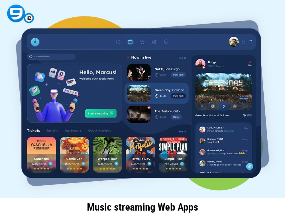 music streaming web apps